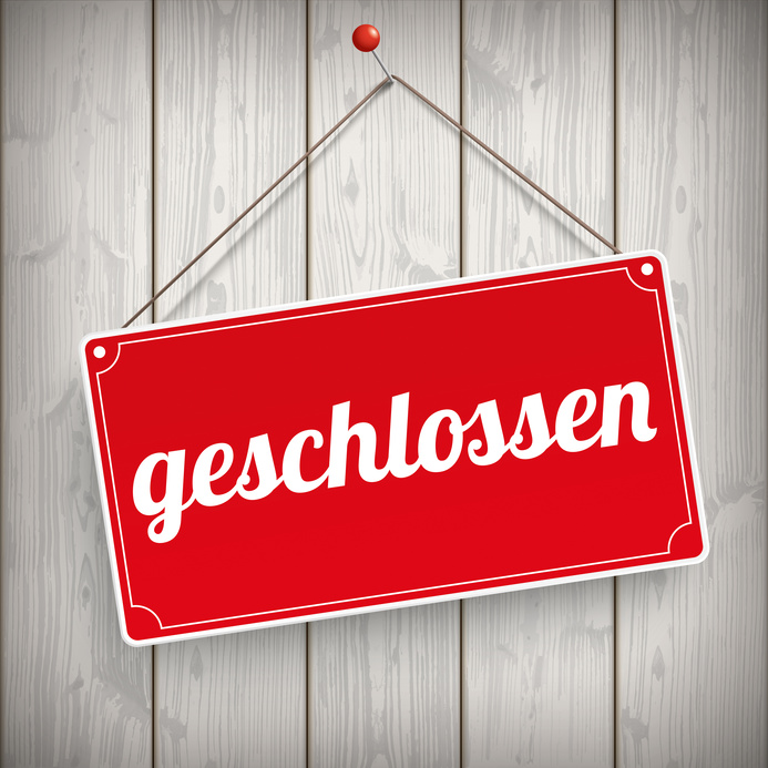 German text "geschlossen", translate "closed".  Eps 10 vector file.